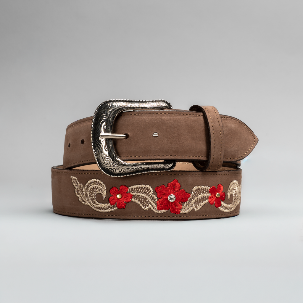 Women's Leather Artisanal Laser Embroidery Cowboy Belt | Cintos
