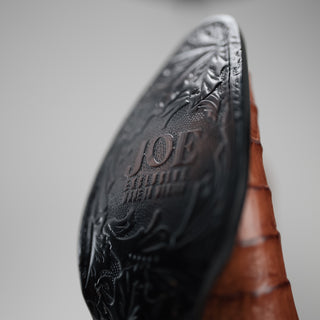 Men's Caiman J Toe Cowboy Boots and Belt Combo