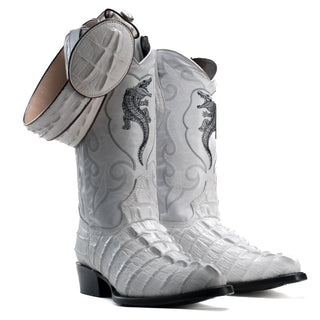 Men's Caiman J Toe Cowboy Boots and Belt Combo