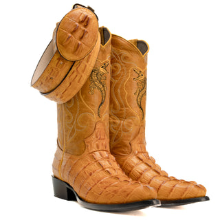 Men's Caiman J Toe Cowboy Boots and Belt Combo