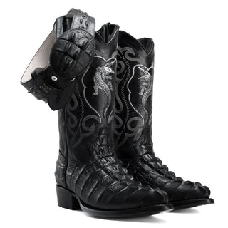 Men's Caiman J Toe Cowboy Boots and Belt Combo