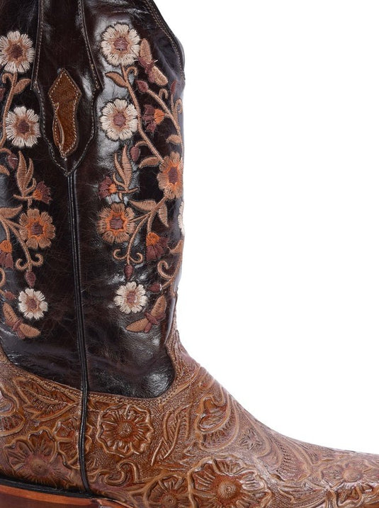 Joe Boots 16-09 Hand Tooled Tribute ,Oryx Women's Cowboy Embroidered Boots: Square Toe Western Boot