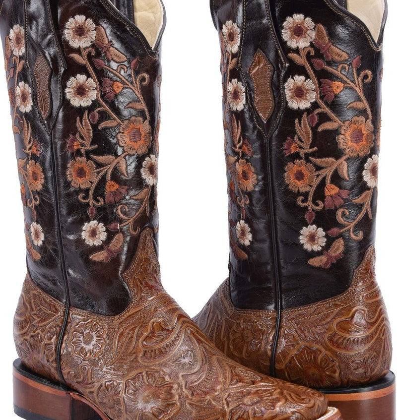 Load image into Gallery viewer, Joe Boots 16-09 Hand Tooled Tribute ,Oryx Women&#39;s Cowboy Embroidered Boots: Square Toe Western Boot
