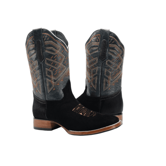 Joe boots 521 Black Men's Western Boots: Square Toe Cowboy & Rodeo Boots in Genuine Leather