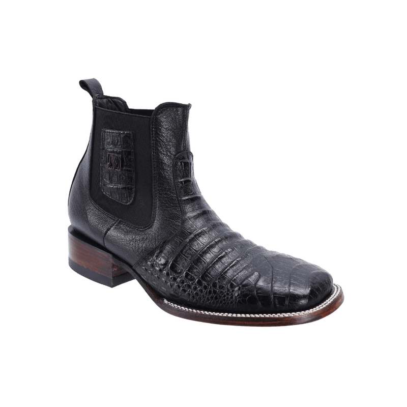 Load image into Gallery viewer, Joe boots 728 Black Men’s Short Ankle Western Boots Square Toe Cowboy Short Boot Caiman Tribute Leather
