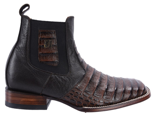 Joe boots 728 Tobacco Men’s Short Ankle Western Boots , square toe cowboy short boot , caiman tribute leather