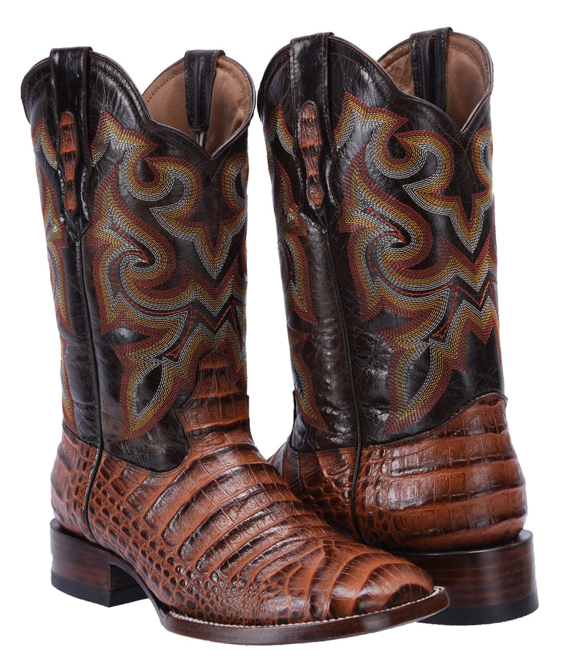 Load image into Gallery viewer, BD704 Cognac Combo Men&#39;s Western Boots: Square Toe Cowboy &amp; Rodeo Boots in Genuine Leather BD04 belt
