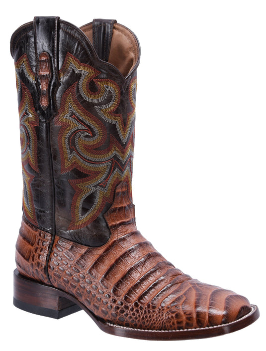 BD704 Cognac Combo Men's Western Boots: Square Toe Cowboy & Rodeo Boots in Genuine Leather BD04 belt