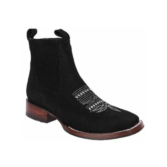 Joe boots 723 Black Men’s Short Ankle Western Boots , square toe cowboy short boot , Bota Rodeo