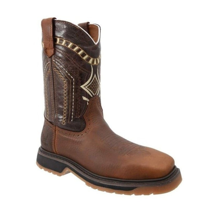 SB5002 Silver Bull Square Toe Rustic Brown Boot (WIDE EE LAST-HALF NUMBER LESS RECOMMENDED)