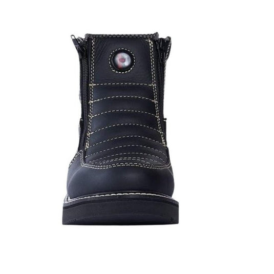 Hammer 330 Black Men's Double Zipper, Leather Work Boot, soft toe