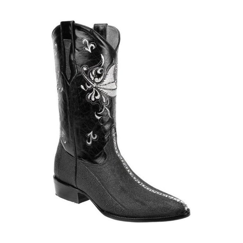 Load image into Gallery viewer, Joe Boots 910 Black Men&#39;s Western Boots: J Toe Cowboy boots in Stingray Tribute Leather
