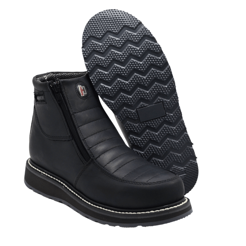 Load image into Gallery viewer, Hammer 339 Black Men&#39;s Double Zipper, Leather Work Boot, soft toe , double density sole
