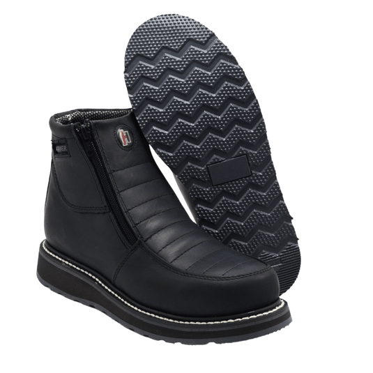 Hammer 339 Black Men's Double Zipper, Leather Work Boot, soft toe , double density sole