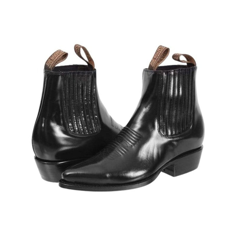 Load image into Gallery viewer, Joe boots 100C Black Men&#39;s Western boots, Vintage Cowboy short boots, J Toe, Premium Leather
