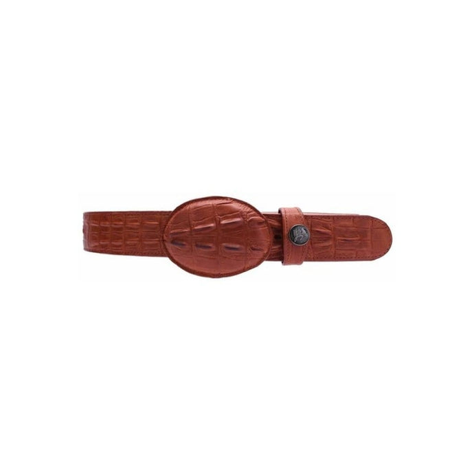 004 Cognac Men's Western Belt 1 1/2, Cowboy belt Caiman Tribute Leather Oval Buckle