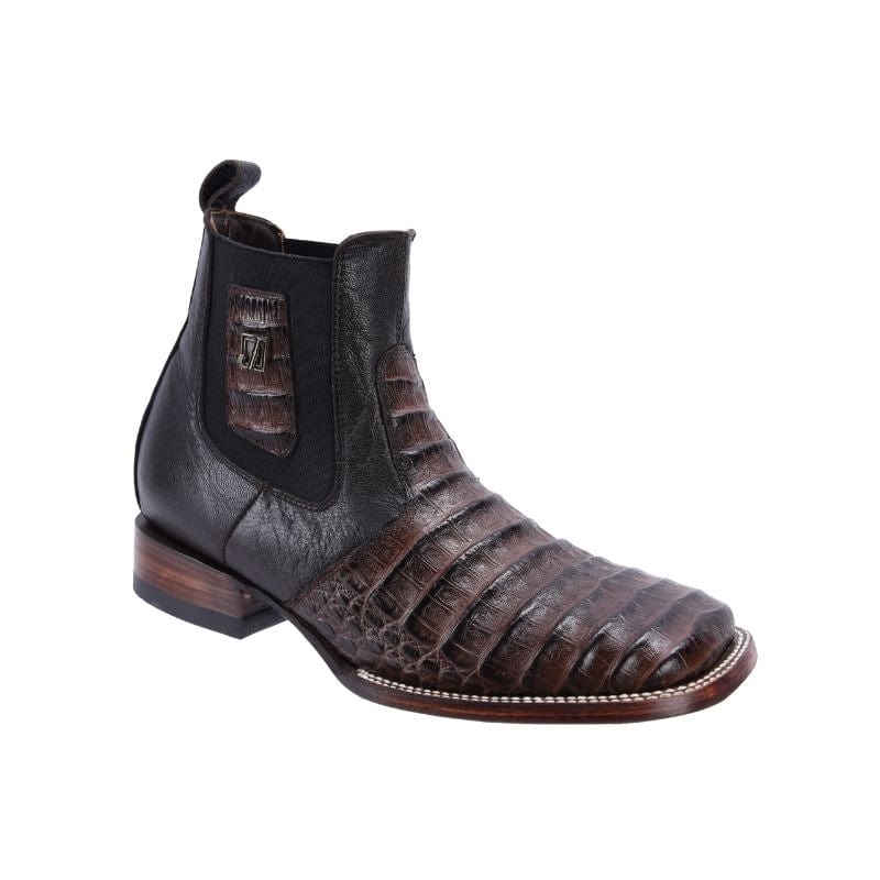 Load image into Gallery viewer, Joe boots 728 Tobacco Men’s Short Ankle Western Boots , square toe cowboy short boot , caiman tribute leather
