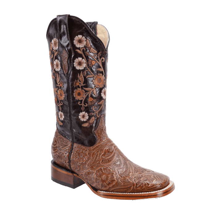 Joe Boots 16-09 Hand Tooled Tribute ,Oryx Women's Cowboy Embroidered Boots: Square Toe Western Boot