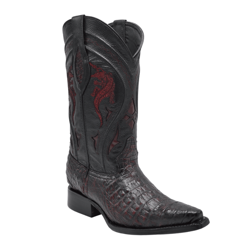 Load image into Gallery viewer, JB608 Authentic Caiman Cowboy Boot Snip Toe Black Cherry

