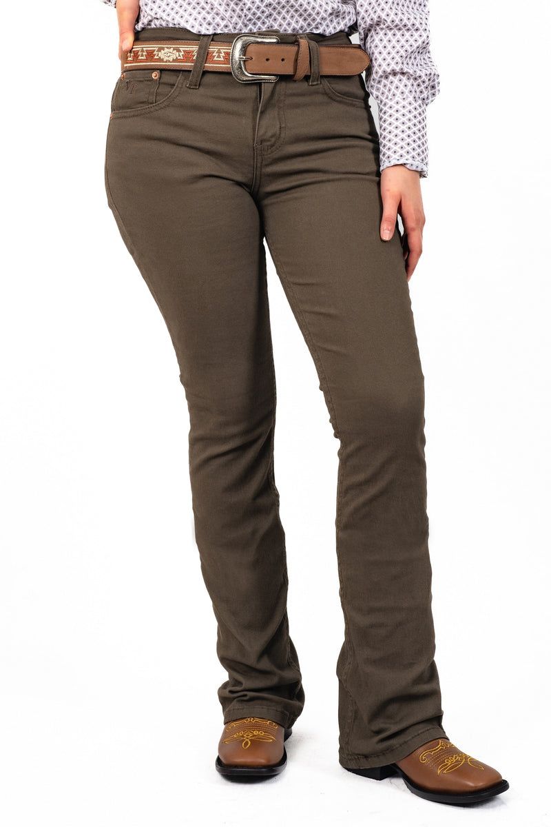 Load image into Gallery viewer, Women Olive Classic Bootcut Premium Jeans
