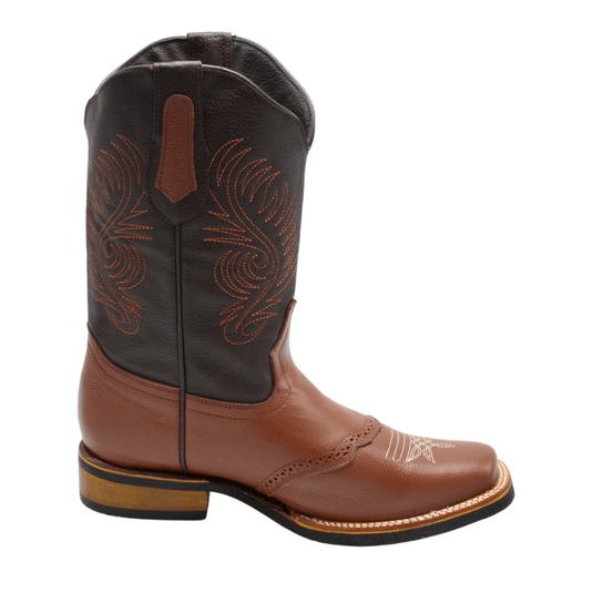 VE-514 Shedron Men's Western Boots: Square Toe Cowboy & Rodeo Boots in Genuine Leather