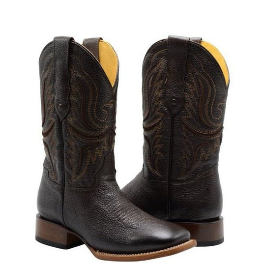 Rodeo Cartie RC095 tobacco Combo Men's Western Boots: Square Toe Cowboy & Rodeo Boots in Genuine Leather with CB Caporal Belt
