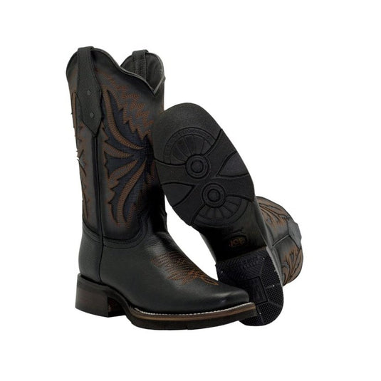 Joe boots SG518 Black Combo Men's Western Boots: Square Toe Cowboy & Rodeo Boots in Genuine Leather with Belt 140