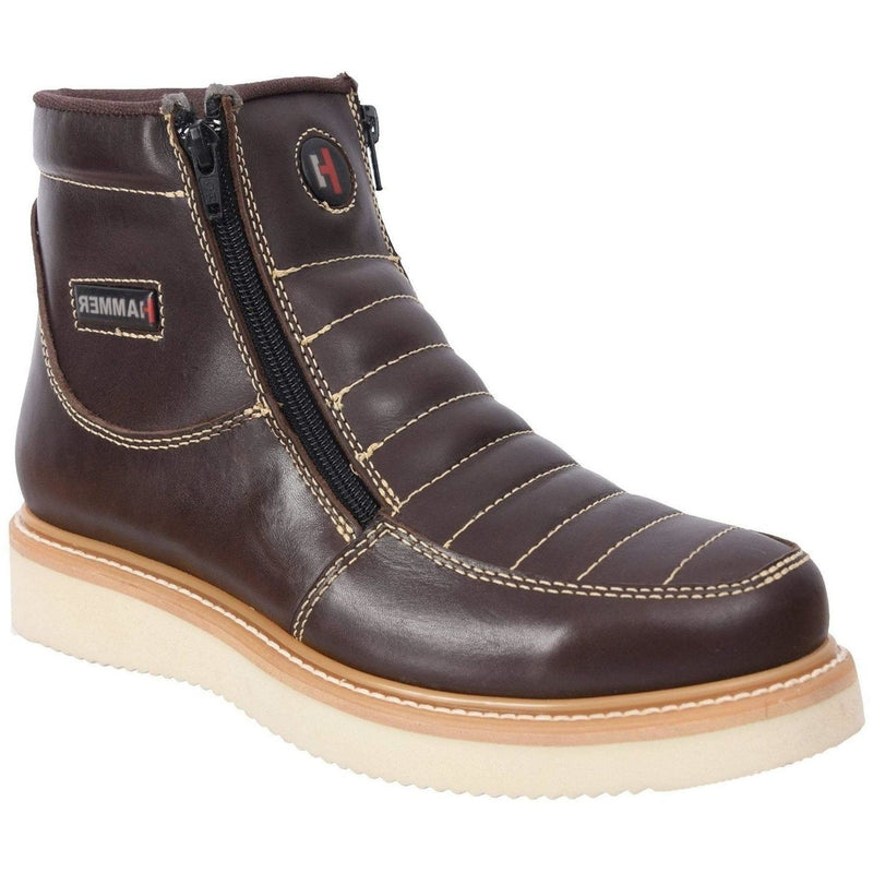 Load image into Gallery viewer, Hammer 330 Brown Men&#39;s Double Zipper, Leather Work Boot, soft toe

