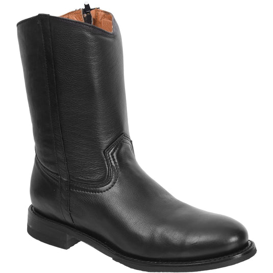 SB1000 Men's Western roper Boots: Round Toe Cowboy boots in Genuine Leather zipper (WIDE EE LAST)