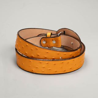 Men's Ostrich Tribute Leather Oval Buckle Cowboy Belt
