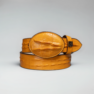 Men's Caiman Tribute Leather Oval Buckle Cowboy Belt