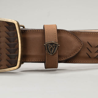 Men's Braided Square Toe Cowboy Boots and Belt Combo