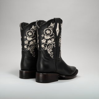 Women's Embroidered Square Toe Cowboy Short Boots and Belt Combo