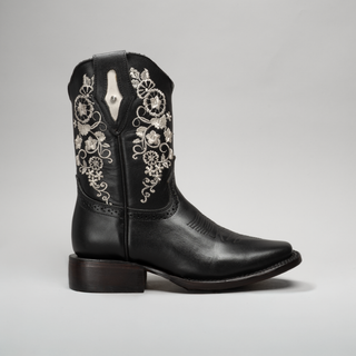 Women's Embroidered Square Toe Cowboy Short Boots and Belt Combo