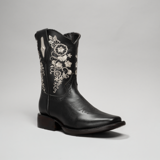 Women's Embroidered Square Toe Cowboy Short Boots and Belt Combo