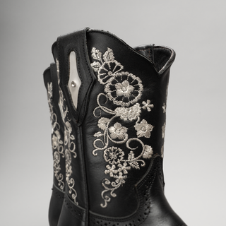 Women's Embroidered Square Toe Cowboy Short Boots and Belt Combo