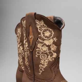 Women's Embroidered Square Toe Cowboy Short Boots and Belt Combo