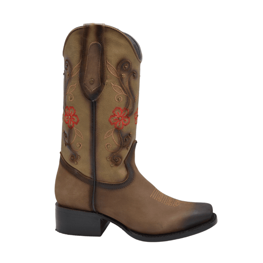 Joe Boots 15-07 Sand Premium Women's Cowboy Embroidered Boots: Square Toe Western Boot