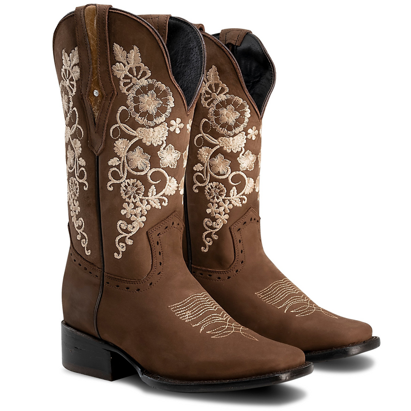 Load image into Gallery viewer, Joe Boots 15-01 Sand Premium Women&#39;s Cowboy Embroidered Boots: Square Toe Western Boot
