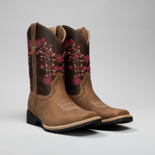 Kid's Embroidered Square Toe Cowboy Boots