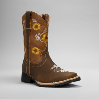 Kid's Embroidered Square Toe Cowboy Boots
