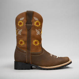 Kid's Embroidered Square Toe Cowboy Boots