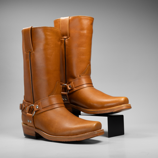 Men's Motorcycle Biker Square Toe Boots