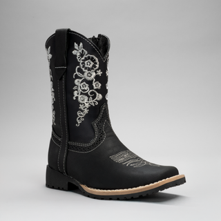 Kid's Embroidered Square Toe Cowboy Boots