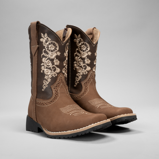 Kid's Embroidered Square Toe Cowboy Boots