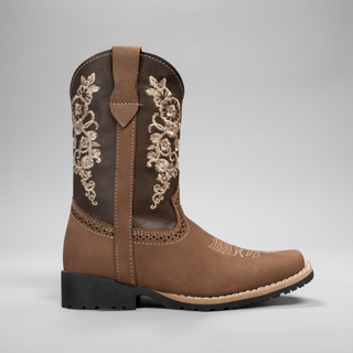 Kid's Embroidered Square Toe Cowboy Boots