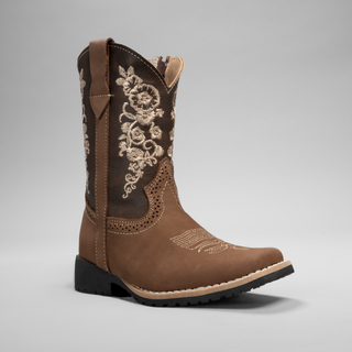 Kid's Embroidered Square Toe Cowboy Boots