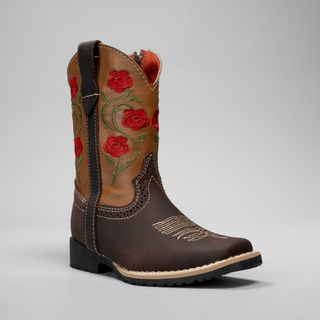 Kid's Embroidered Square Toe Cowboy Boots