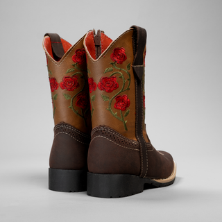 Kid's Embroidered Square Toe Cowboy Boots