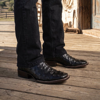 Men's Ostrich Leather Square Toe Cowboy Boots